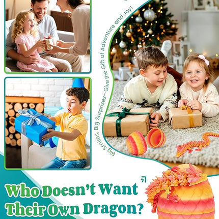 12 Inch 3D Printed Dragon - Mystery Surprise Egg with Flexible Articulated Dragon Inside, Cool Dragons Toys for Boys Kids Age 5-7