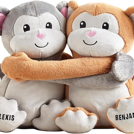 Let's Make Memories Personalized Hugging Plush Monkeys - for Couples - Stuffed Animal, Multi,30369451