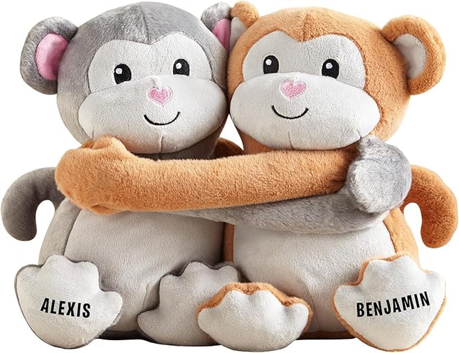 Let's Make Memories Personalized Hugging Plush Monkeys - for Couples - Stuffed Animal, Multi,30369451
