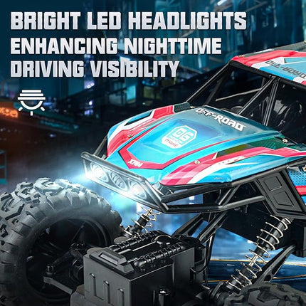 BEZGAR Monster Truck Toys - 1:12 Remote Control Monster Truck with Light, RC Crawler for Adults, Scale RC Truck with 45° Climbing, Remote Control Car for Boys Pink