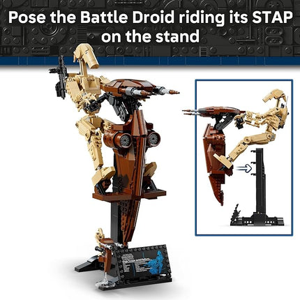 LEGO Star Wars: The Phantom Menace Battle Droid with STAP - Building & Learning Toy for Boys & Girls, Ages 12+ - Star Wars Toy & Model Kit - Gift for Christmas - 75428