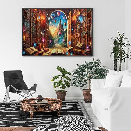 Jigsaw Puzzles for Adults 1000 Pieces Impossible Hard Difficult Challenging Puzzles for Adults Teens 1000pc Puzzles Magical Castle Bookshelf Stories Jigsaw Puzzle 1000 Pieces 28 x 20 inch