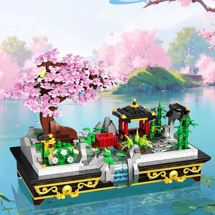 Cherry Blossom Tree Building Set Japanese Sakura Bonsai Block, Flowers House Mini Bricks Building Kit, Home Office Decoration, Creative Toys Gift for Adults Teens Children Kids 8+, 1008 pcs
