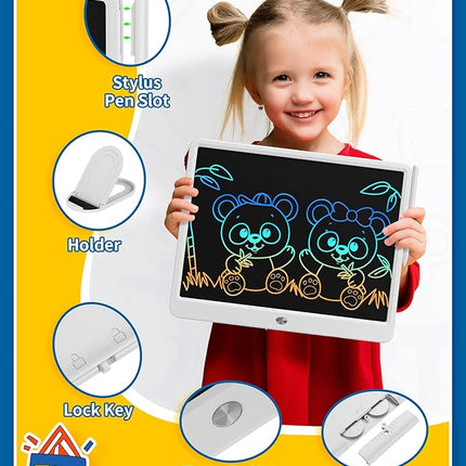 TEKFUN Easter Gifts for Kids, 15inch LCD Writing Tablet Drawing Board, Teen Girl Boy Gifts Age 8 and Up, Birthday Gifts for All Age Groups, Erasable Writing Tablet for Business Meeting (White)