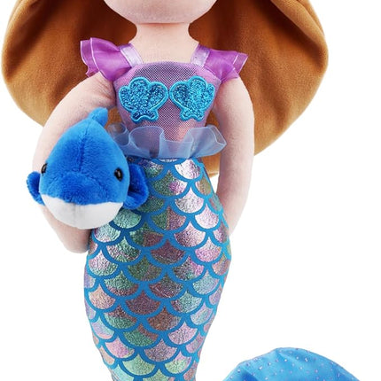 June Garden Atlantic Wonders Series - Mermaid Princess Nerida Oceanwhisper - 16" Soft Plush Stuffed Mermaid Doll Gift for Toddler Girls