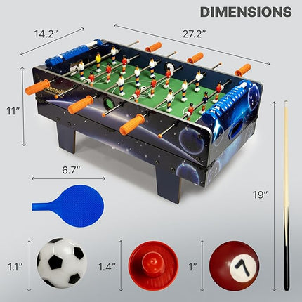 4 in 1 Mini Game Table 28"– Multi Game Table for Adults and for All Family Mini Air Hockey Table, Mini Ping Pong Table, Foosball Table, Pool Table - Tabletop Game