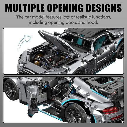 HIGH GODO Racing Car Building Kit for Adults,1:14 MOC Super Sports Car Building Blocks Construction Sets, Buildable Supercar Model for Kids Gift Giving or Collection(1466pcs)