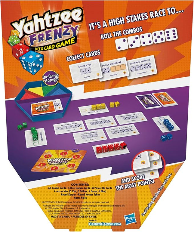 Hasbro Gaming Yahtzee Frenzy Dice & Card Game, Fast-Paced Dice Game, Card Games for Families and Kids, Easy to Learn Family Games, for 2 to 4 Players, Ages 8 and Up