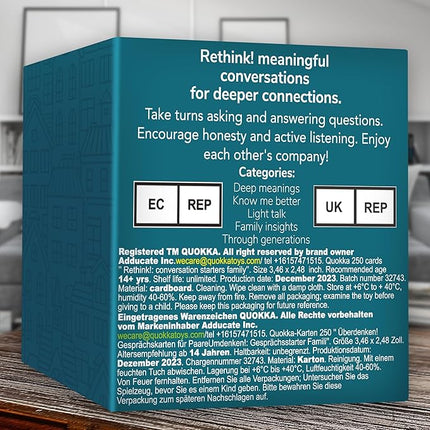 QUOKKA Conversation Cards Game - Family Edition | 500 Questions | Premium Version | Share Thoughts - Fun Talking Board Game for Family Night