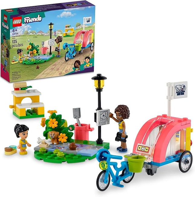 LEGO Friends Dog Rescue Bike Building Set, Pretend Play Animal Toy Playset for Pet-Loving Kids, Girls and Boys Ages 6 and Up with Puppy Toy Pet Figure and 2 Mini-Dolls, 41738