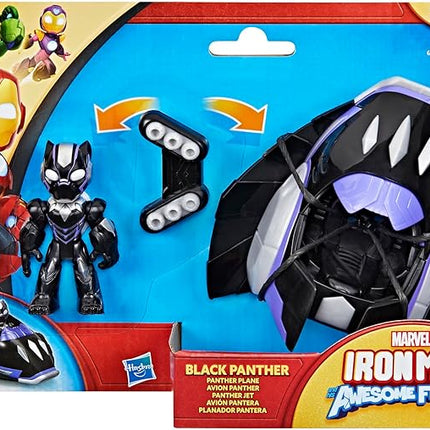 IRON MAN AND HIS AWESOME FRIENDS Marvel Black Panther Plane Action Figure & Toy Vehicle, 3-Inch (7.6 CM) Super Hero Toys for Kids, Ages 3+