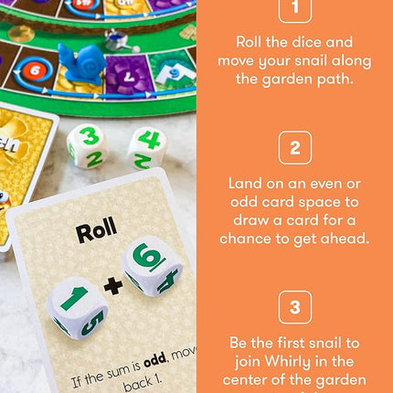 SimplyFun Whirly’s World - Educational Board Game for Kids - Math Game to Teach Concept of Even & Odds - 2-6 Players, Ages 6 & Up