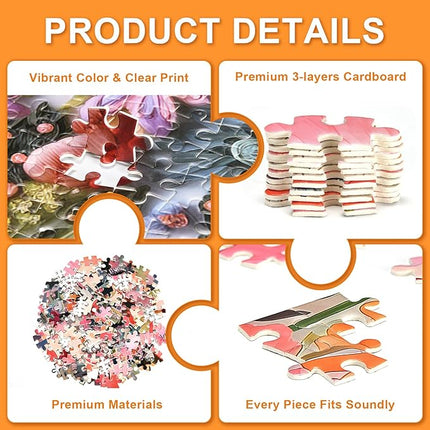 Puzzles for Adults 1000 Pieces - Vibrant Floral Abstract Art, Colorful Flowers Design with Premium Puzzle Board, Adult Jigsaw Puzzle 1000 Piece for Relaxation (27.5x19.7 in)