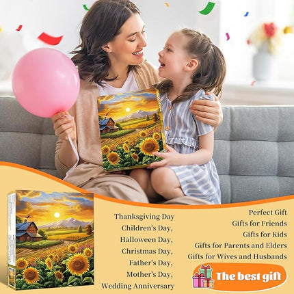 Puzzles for Adults 1000 Pieces, Fall Sunflower Puzzle, Challenging Impossible Puzzles – Perfectly Interlocking, No Dust – Home Decoration & Gift for Valentine Friends Parents Kids