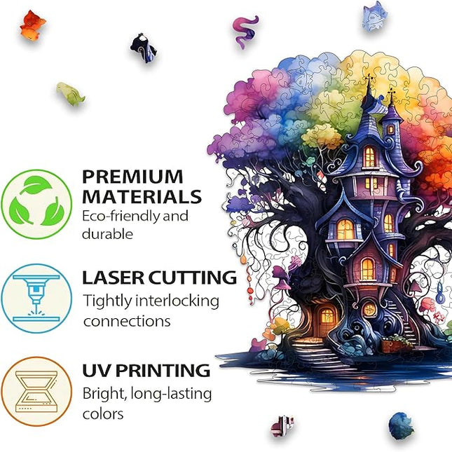 Wooden Puzzles, 249PCS Magical Tree Jigsaw Puzzles, Unique Shaped Wooden Puzzle for Adults and Kids, Family Game(Magical Tree, Royal)