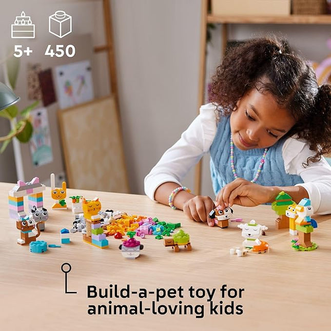 LEGO Classic Creative Pets, Building Brick Animals Toy, Kids Build a Dog, Cat, Rabbit, Hamster and Bird, Gift for Animal-Loving Boys and Girls Aged 5 and Up, Great Build Together Toy, 11034