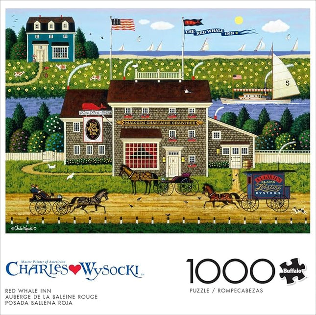 Buffalo Games - Charles Wysocki - Red Whale Inn - 1000 Piece Jigsaw Puzzle for Adults -Challenging Puzzle Perfect for Game Nights - Finished Size is 26.75 x 19.75