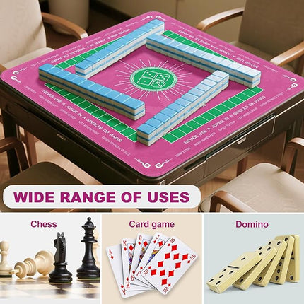 Mahjong Mat - 32.4x32.4 Inch Noise Reduction Anti-Slip Gaming Mat for Mahjong, Poker, Board Games, Card Games, Dominoes (Pink)