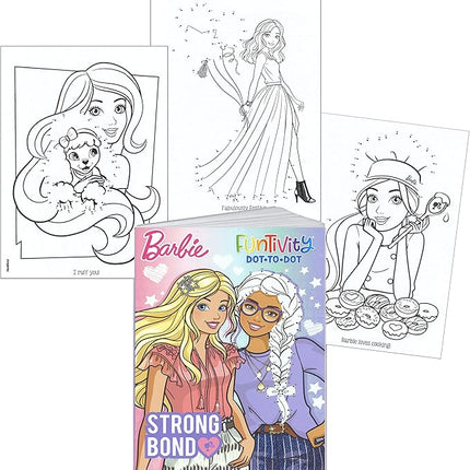 Activity Book Barbie Funtivity Dot-to-Dot Activity & Coloring Book Set for Kids Toddlers - Set of 2 Books 'Bright Ideas' & 'Strong Bond'