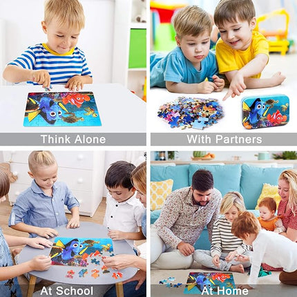 LELEMON Ocean Puzzles for Kids Ages 4-6,Underwater World 60 Piece Puzzles for Kids Ages 4-8,Children Jigsaw Puzzles in a Metal Box,Educational Learning Puzzle Toys for Girls and Boys