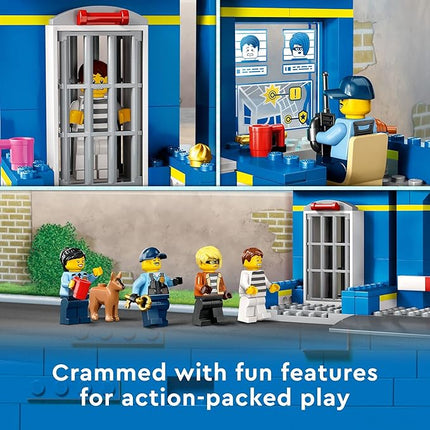 LEGO City Police Station Chase 60370, Playset with Car Toy and Motorbike, Breakout Jail, 4 Minifigures and Dog Figure, Toys for Kids 4 Plus Years Old