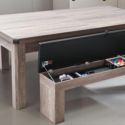 VEVOR 7ft Pool Table Combo Set, 3-in-1 Multi Game Billiards Tables with Dining Top and Ping Pong, 2 Benches for Storage and Accessories, Includes Ball Cue Rack Chalk Brush, for Family Recreation Room