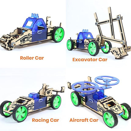 ButterflyEdufields 4in1 STEM Building Car Kits for Kids - DIY 3D Wooden Puzzle Toys, Educational STEM Gifts for Ages 6 to 12