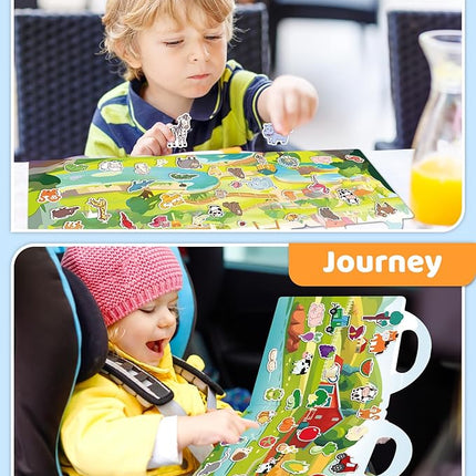 Benresive Reusable Sticker Books for Kids 2-4, Sticker Books for Toddlers 1-3 2-4, Toddler Travel Toys Activities Crafts Gifts - Farm, Animal and Season