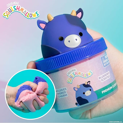 Original Squishmallows Ingrid The Cow Premium Cloud Slime, Blueberry-Scented, 8 oz., Storage Container with Figurine Topper, Rubber Charm, Goodie Bags Stuffers, Kids Party Favors, Sensory Toys