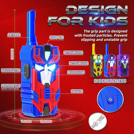 Transform Walkie Talkies for Kids Robot Toys, 3 Pack with Cool Light-Up Eyes & 2500 FT Range, Outdoor Camping Toys, Birthday Gifts for Boys Girls Ages 3-12