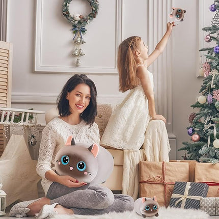 Siamese Cat Plush Stuffed Animals with 4 Kitties Plushies,16" Soft Jumbo Pillow Gifts for Kids Him Her Girlfriend Boyfriend