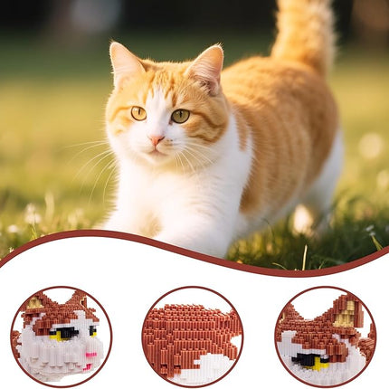 Cat Micro Building Blocks Set, Animal Yellow Cat DIY Mini 3D Building Toy Bricks Kit Gift for Adults and Kids,4800 Pieces