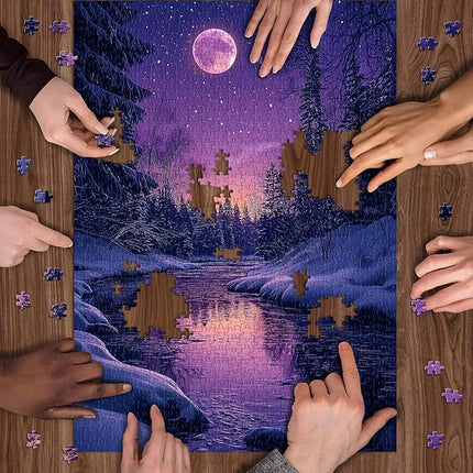 Fantasy Landscape Puzzle for Adults 1000 Pieces, Purple Moonlight Scenery Puzzles, Impossible Nature Scenic Jigsaw Puzzles for Adults Challenge