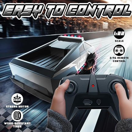 Remote Control Car, 1:22 RC Trucks Police Car Toy for Boys, RC Car with Light and Loadspace, 4WD Electric Vehicle Toys, Birthday Gifts for Boys/Girls Age 4 5 6 7 8 9 10-12+