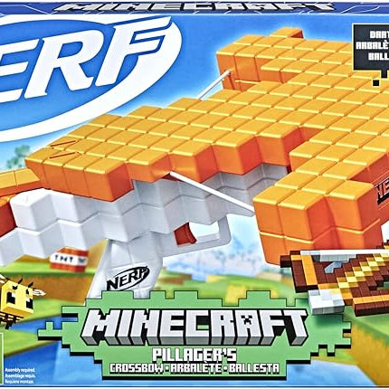 Nerf Minecraft Pillager's Dart-Blasting Crossbow, Includes 3 Nerf Elite Darts, Real Crossbow Action, Toys for 8 Year Old Boys and Girls and Up