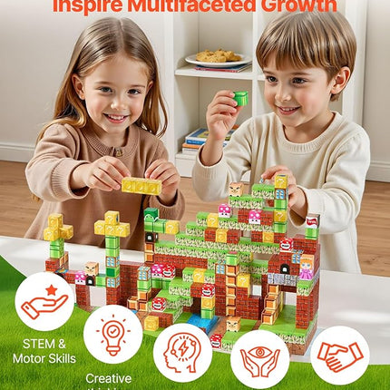 VEVOR Magnetic Blocks, 100 PCS Magnet Blocks Set, Magnetic Building Cubes for Kids, STEM Montessori Sensory Toys for Christmas Birthday Gift, Construction Stacking Toy for 3+ Years Old Boys & Girls