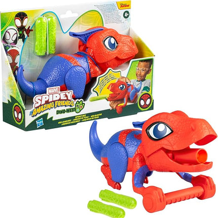 Spidey and his Amazing Friends Marvel Dino-Webs NERF Spidey-Rex Web Launcher, Role Play Toy, Preschool Super Hero Toys for Kids Ages 3 & Up
