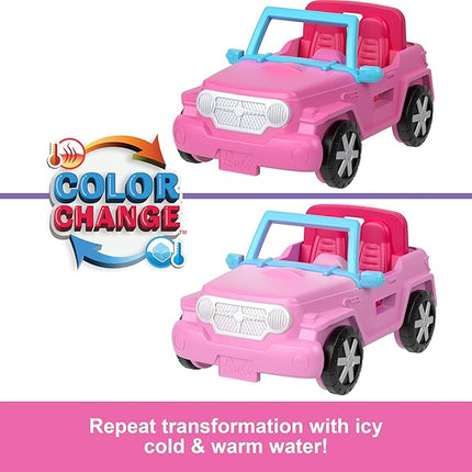 Barbie Mini BarbieLand Playsets with Toy Vehicle & 1.5-inch Doll, SUV with Color-Change Surprise & Tent Accessory
