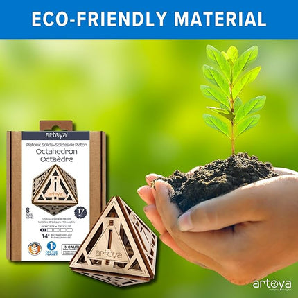 3D Wooden Puzzles for Teens & Adults – Smart Brain Teaser Puzzles, Wood Models, Creative & Educational Fun, Sustainable Materials, Ages 14 and Up Octahedron D8