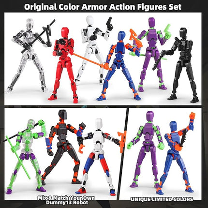 T13 Action Figure Set, 6PCS T 13 Robot Action Figure Titan 13 3D Printed Toys Articulated, for Modeling Enthusiasts Etc Birthday Gifts & Children's Day Gifts for Kids 5-8 Years Old（Assembly Required）
