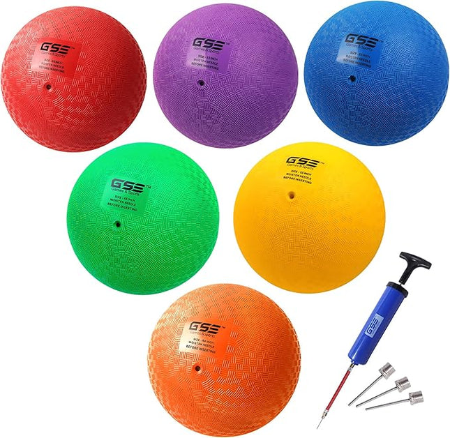GSE Games & Sports Expert 5"/7"/8.5"/10" Inflatable Playground Ball, Kickball, Bouncy Dodge Ball, Handball for Kid/Adult, Perfect for Recess Ball Games, Gym, Yoga Exercises, Schools Sports Activities