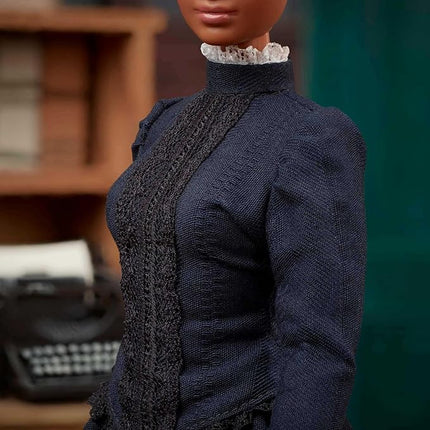 Barbie Inspiring Women Doll, Ida B. Wells Collectible with Blue Dress & Newspaper Accessory