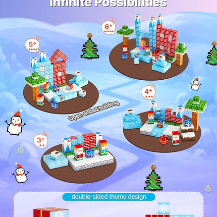 VEVOR Magnetic Blocks, 150 PCS Glacier Castle Set, Magnetic Building Cubes for Kids, STEM Montessori Sensory Toys for Christmas Birthday Gift, Construction Stacking Toy for 3+ Years Old Boys & Girls