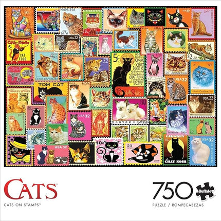Buffalo Games - Lewis T. Johnson - Cats on Stamps - 750 Piece Jigsaw Puzzle for Adults -Challenging Puzzle Perfect for Game Nights - Finished Size is 24.00 x 18.00