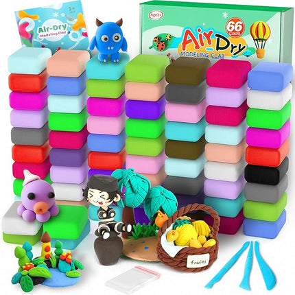 ARTPAR Air Dry Clay 66 Colors, Modeling Clay for Kids, Model Magic DIY Molding Clay Kit with Sculpting Tools, Soft & Ultra Light, Art and Crafts for Boys and Girls 3-12 Years Old.