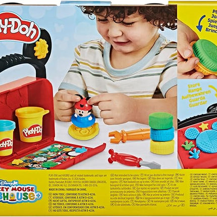 Play-Doh Disney Junior Mickey Mouse Clubhouse, On-The-Go Garage Mickey Mouse Playset, Arts & Crafts Preschool Toys for Kids 2+