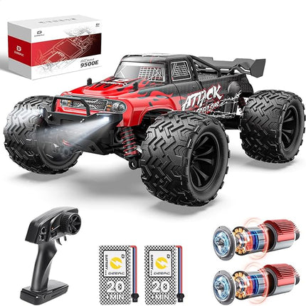 DEERC 9500E 1:16 Scale All Terrain RC Car, 4x4 High Speed 40 KPH RC Truck, 2.4Ghz Remote Control Truck with 2 Batteries, Off-Road Monster Truck for Adults Kids