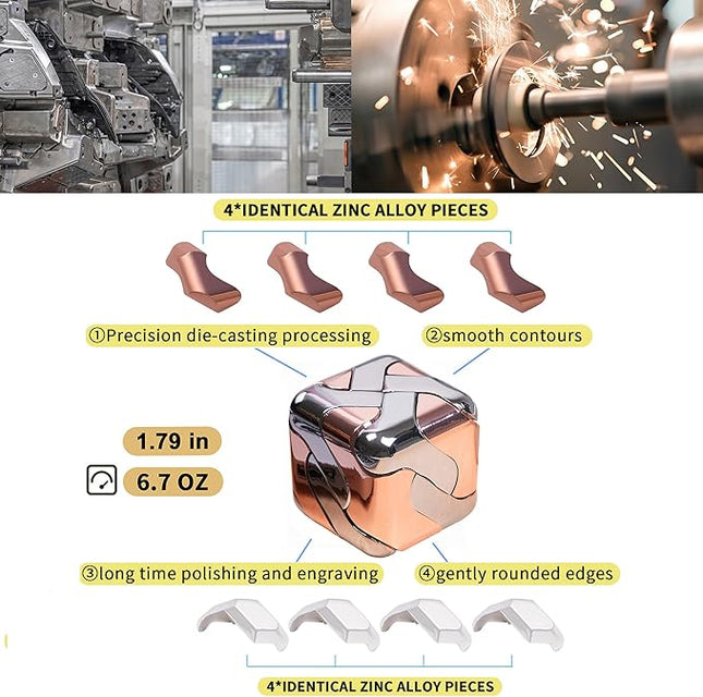 Metal-Puzzles 3D-Brain-Teaser Toys: Cool-Gadgets-Stuff Box Puzzles-Toy for Kid Children Teen Adult, ADHD Tools Stress Relief Gift for Office Home School Christmas Women Men Square-Cube