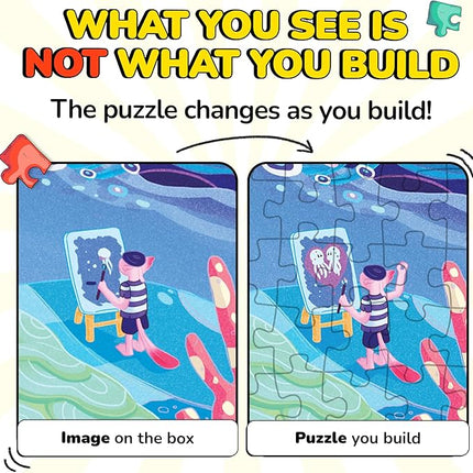 Odd Pieces Jigsaw Puzzles 1000 Pieces - Magic Mystery Story Secret Ending Puzzle - Perfect Game Night for Adults & Kids - Ocean Theme Challenging (Beyond The Kelp)