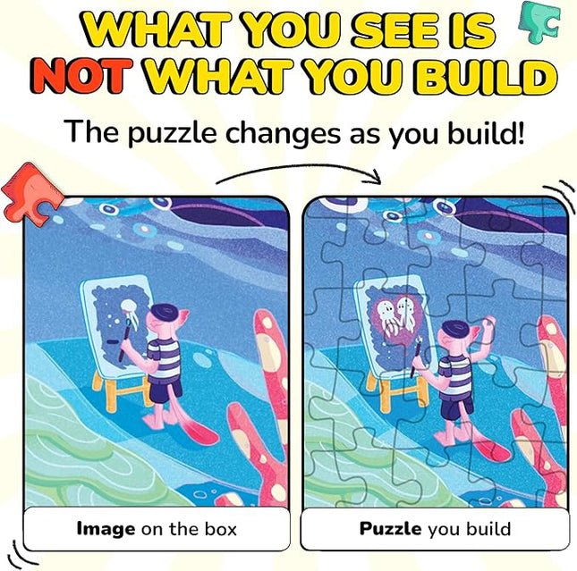 Odd Pieces Jigsaw Puzzles 1000 Pieces - Magic Mystery Story Secret Ending Puzzle - Perfect Game Night for Adults & Kids - Ocean Theme Challenging (Beyond The Kelp)